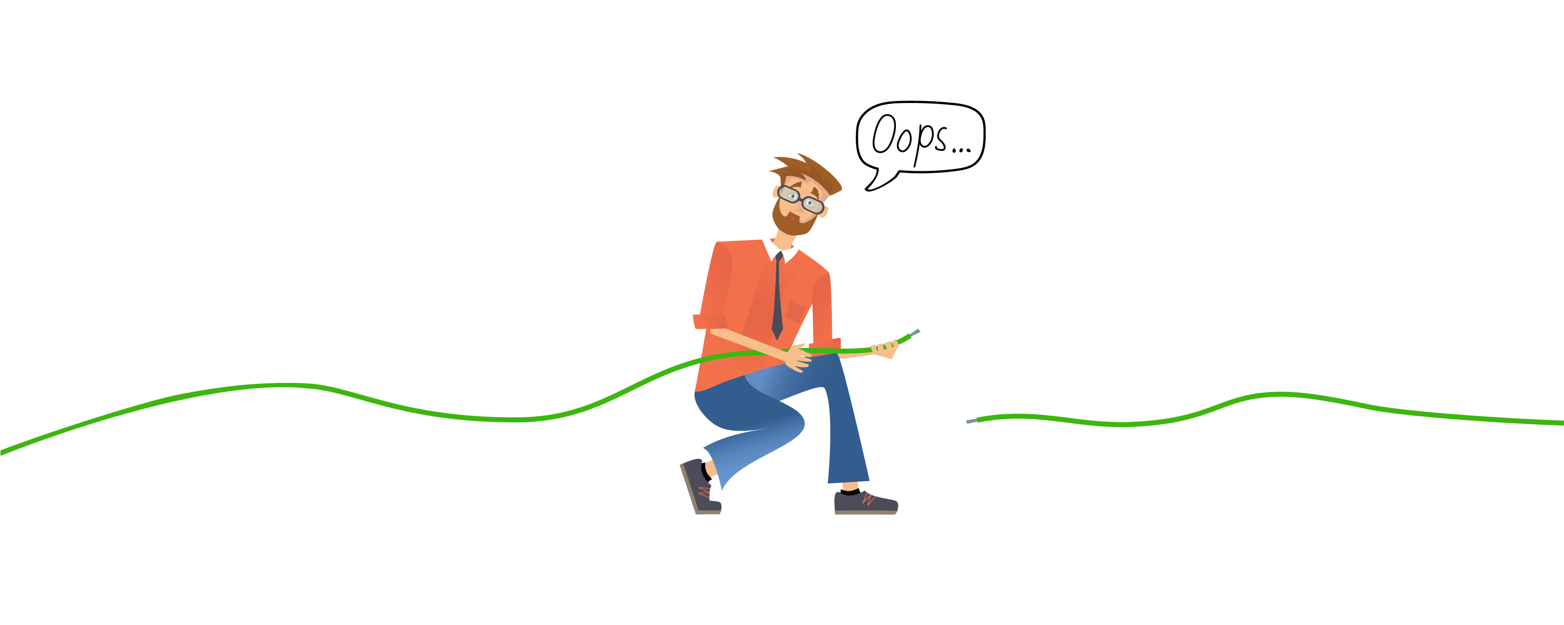 Un empleado de Murrelektronik sosteniendo un cable roto